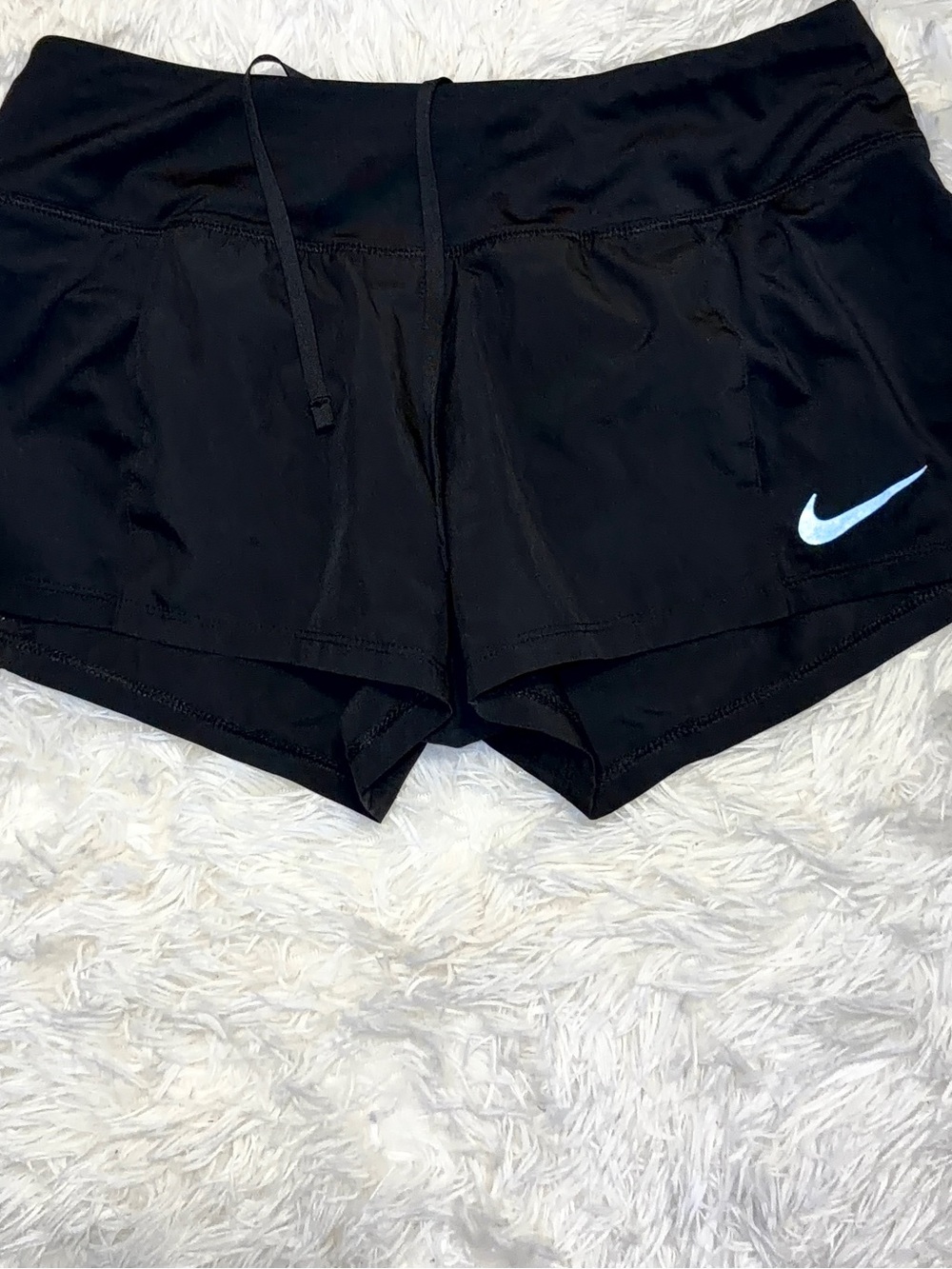 Nike Black Women's Athletic Shorts with White Swoosh